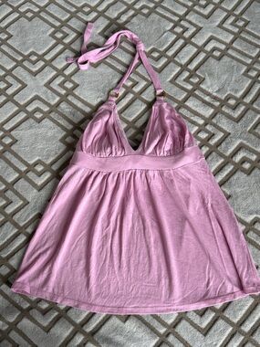 Moda International Light Pink Halter Top with Gold Rings